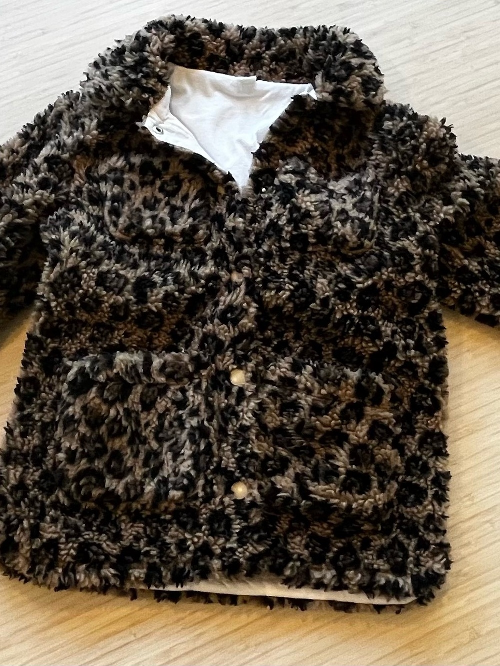 Crewcuts Black and Tan Faux Fur Leopard Print Jacket